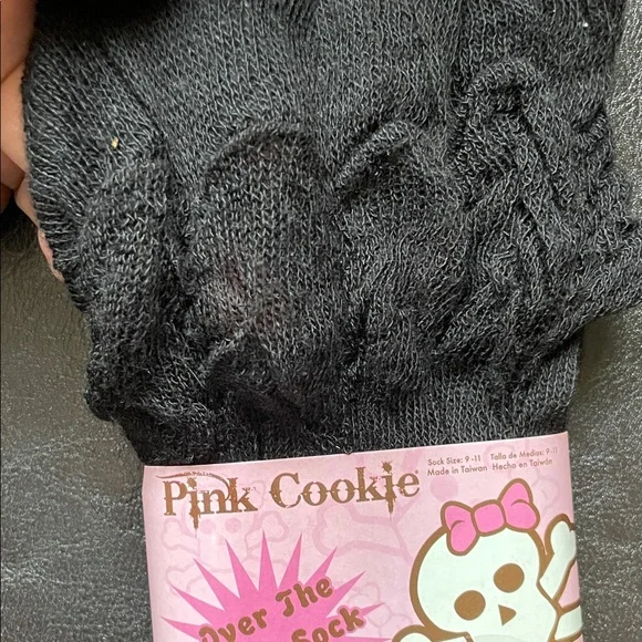 Pink Cookie Black Over The Knee Socks - Picture 3 of 3